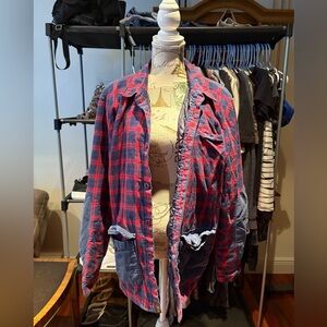 Men's Red and Blue Plaid Blazer